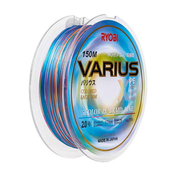 Шнур VARIUS PE8X-150MI 2.0# Multi Colour 0,235мм Ryobi