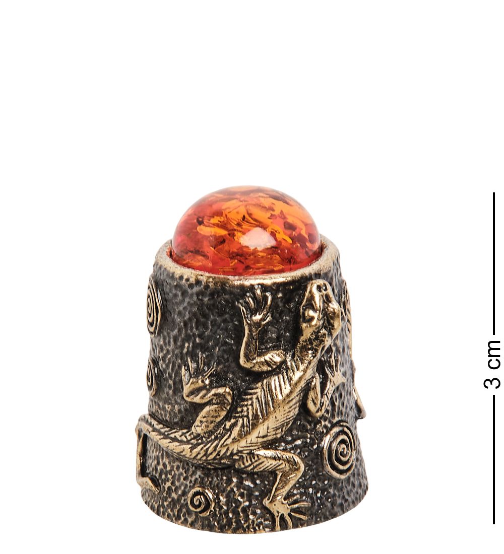 AM-1902 Наперсток «Наперсток Ящерица» (латунь, янтарь)