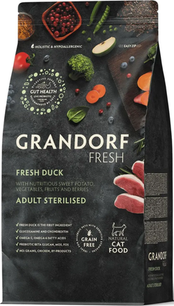 GRANDORF Fresh CAT 400г. Свежее мясо Утка с Бататом для Стерилизованных кошек
