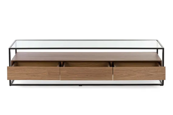 ТВ-консоль Sherwood 150х40 см, шпон ореха, стекло