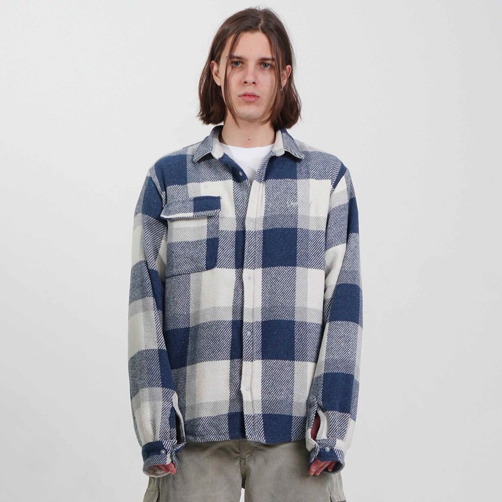 Рубашка Dissident Basic Logo Plaid Blue & White Синяя