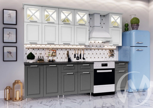 Кухня Констанция 2;0/900м (белый/белый снег софт; софт графит/кастилло темный) Компоновка №4