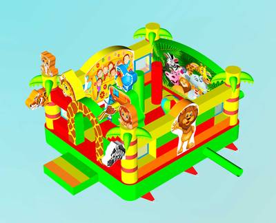 Коммерческий надувной батут «Сафари-экскурсия 3»,  4x3.5x2,5 м