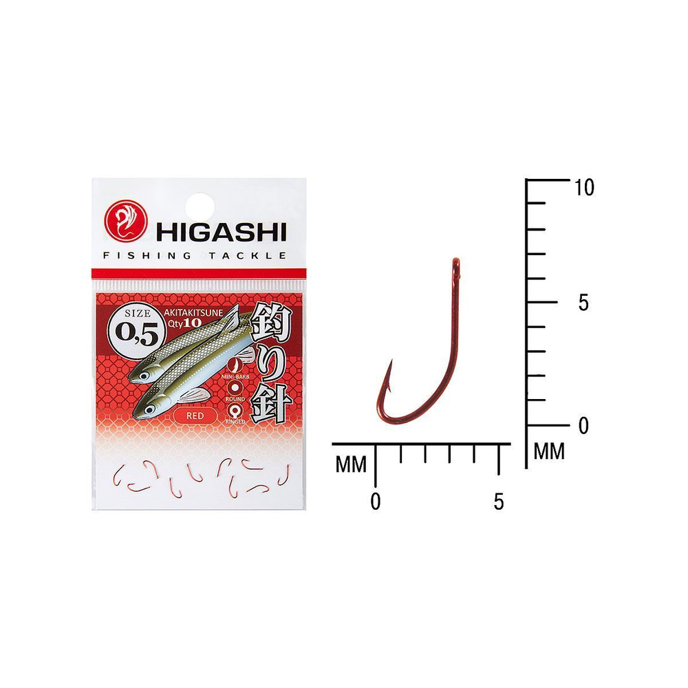 Крючок одинарный HIGASHI Akitakitsune ringed #12 Red