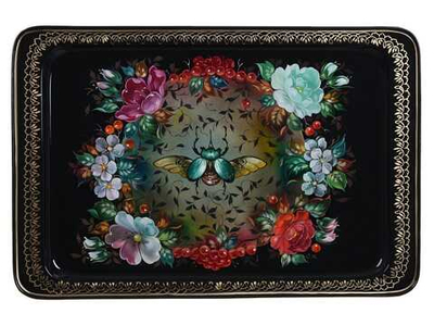 Жостовский поднос декоративный, размер 53х36 см (A28), металлический