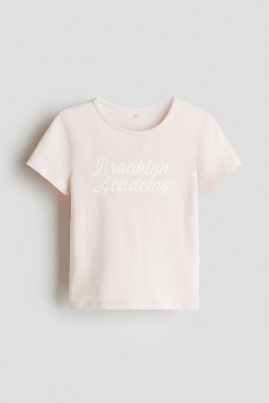 H&M Хлопковый топ с принтом, светло-розовый