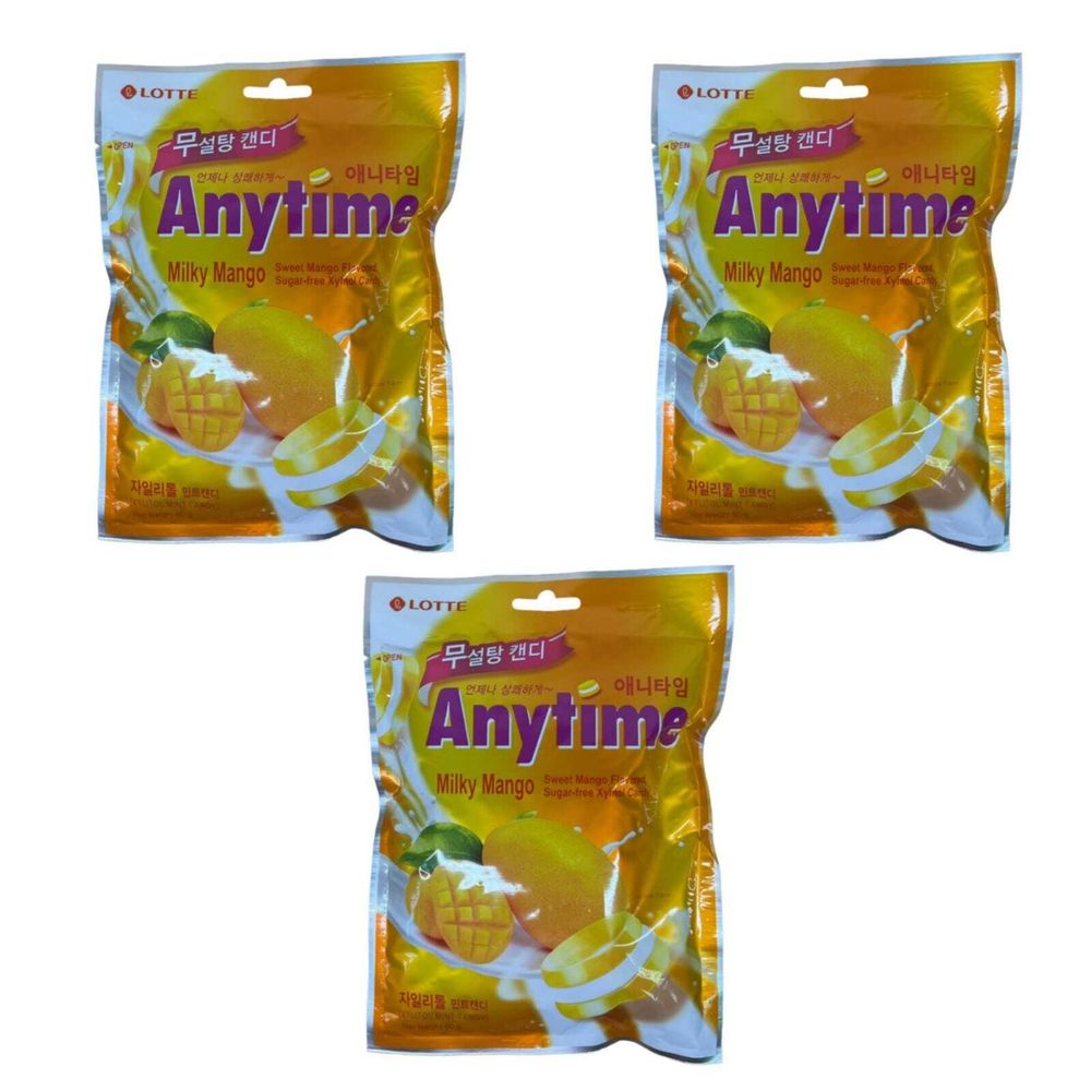 Леденцы Lotte Anytime Milky Mango без сахара 60 г, 3 шт