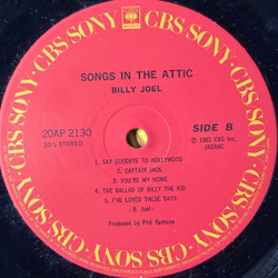 Виниловая пластинка Billy Joel ‎– Songs In The Attic LP