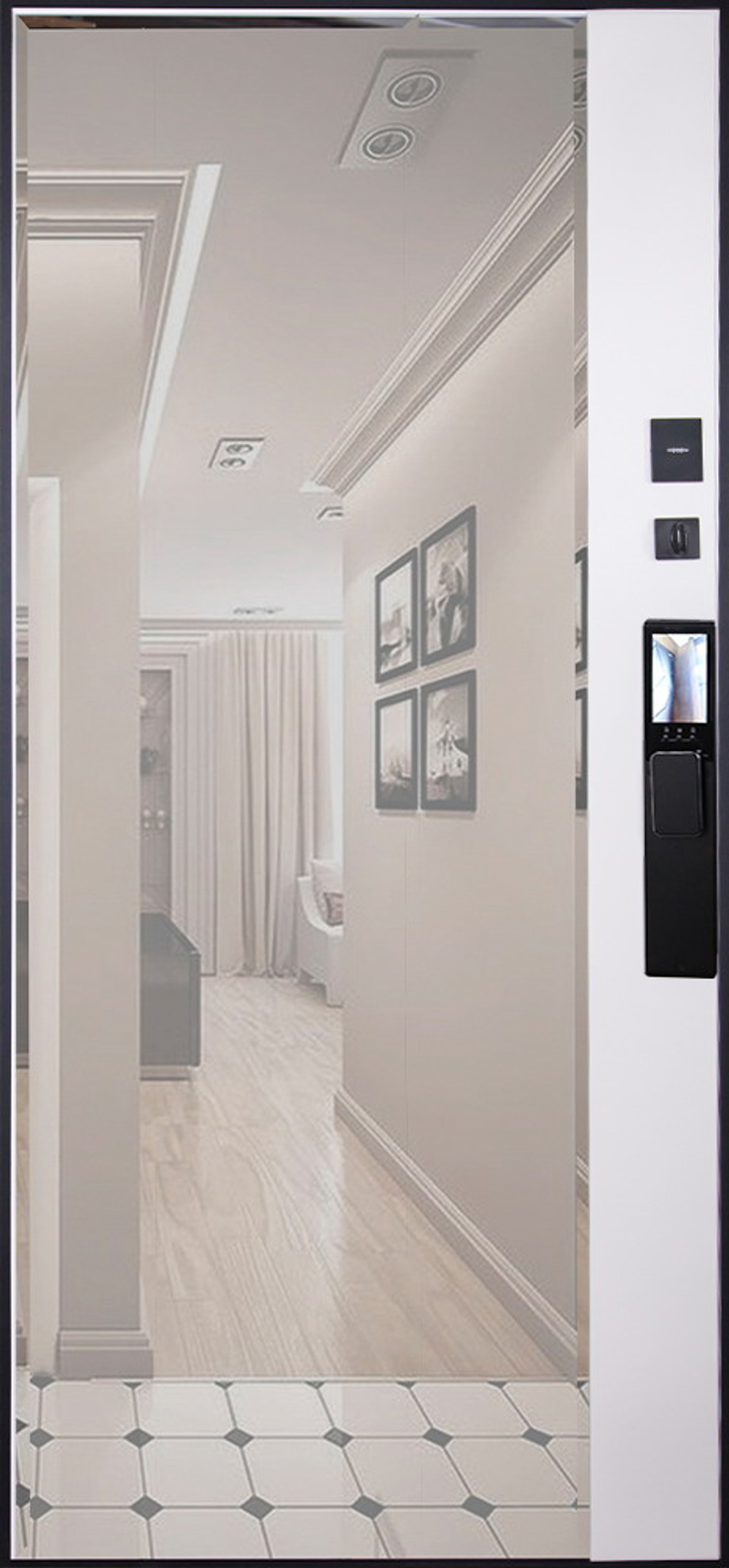 Стальная дверь "Сапсан" с зеркалом (биометрический замок Y12)