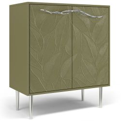 Комод Арт Колор leaves Стайл Сильвер с 2 полками Зеленая олива