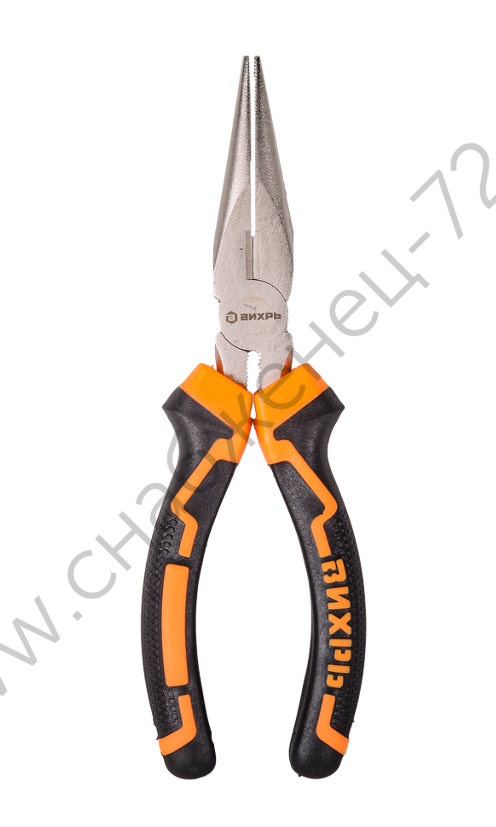 Длинногубцы прямые Вихрь, 160 мм, никелированные, двухкомпонентные рукоятки