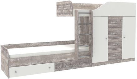 Двухъярусная кровать КарИВи Астра 6 Бетон Белый