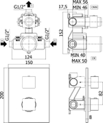 Смеситель для душа Paffoni ELLE встраиваемый, 3 выхода, термостат, хром (LEQ519CR/M)