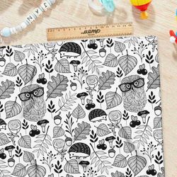 Ткань муслин совы и ежи