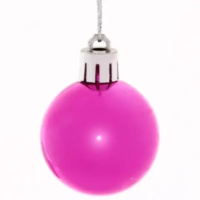 Новогодние шары 4 см (набор 6 шт) «Микс фактур», фуксия