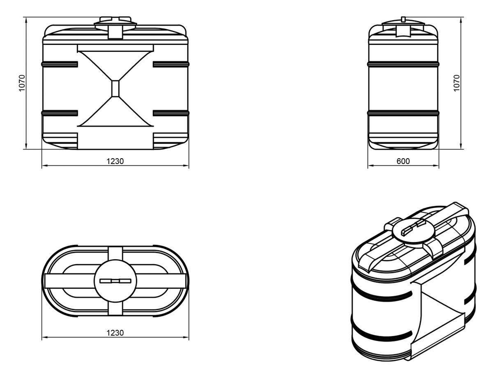 Ёмкость пластиковая пищевая Мультпласт В-500 500 л. прямоугольная (123x60x107см;20кг;синий) - арт.555434.2