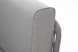 "Канны" угловой модуль плетеный из роупа, каркас алюминий белый шагрень, роуп светло-серый круглый, ткань светло-серая