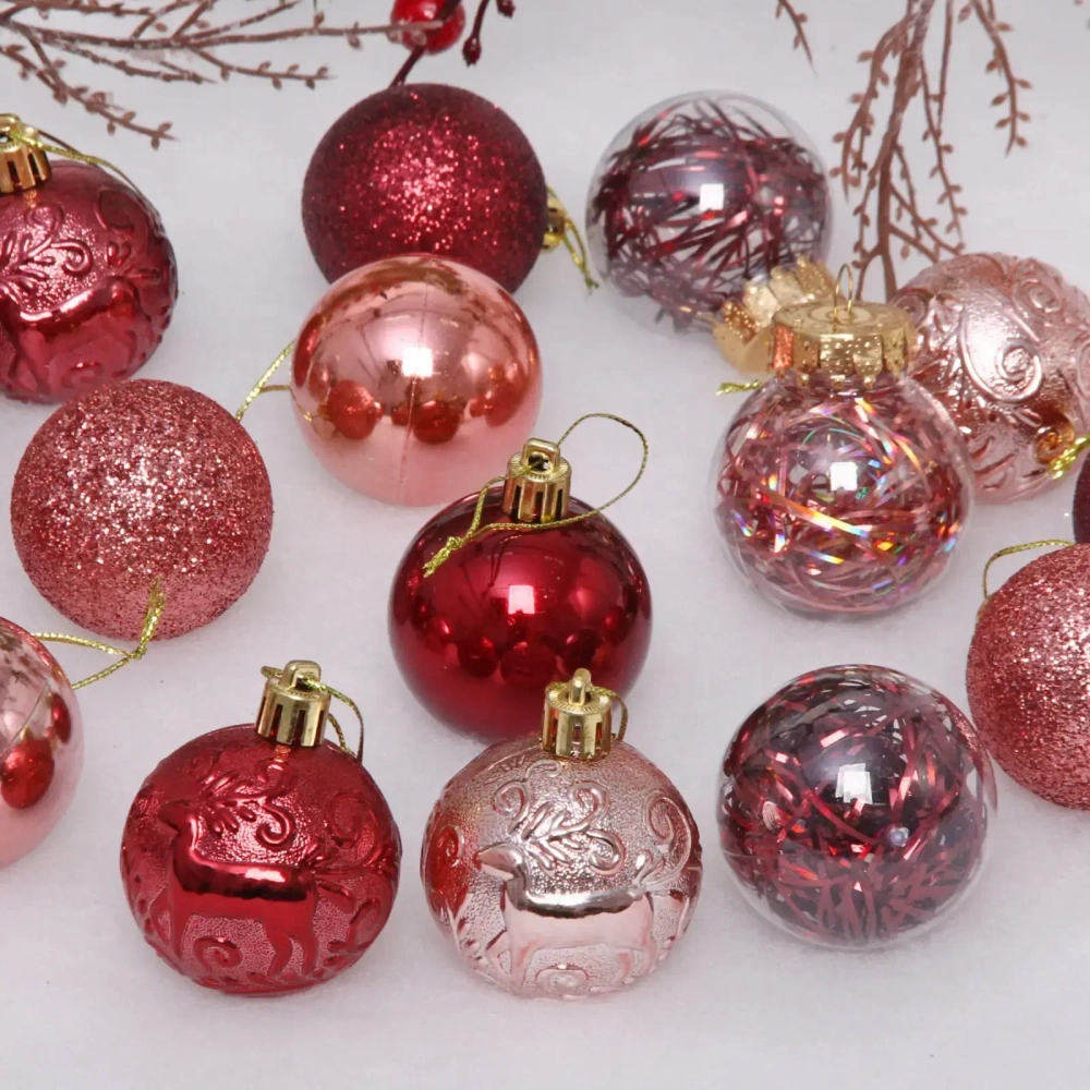 Набор шаров «Волшебный вальс» 5 см (16 предметов), рубин/роз.золото