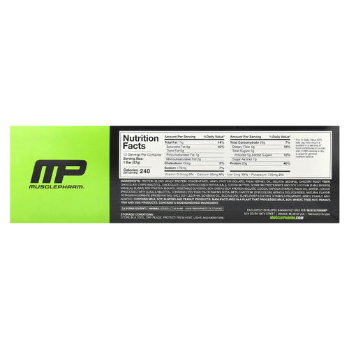MusclePharm, Combat Sport, тесто для шоколадного печенья, 12 батончиков, 57 г (2,01 унции)