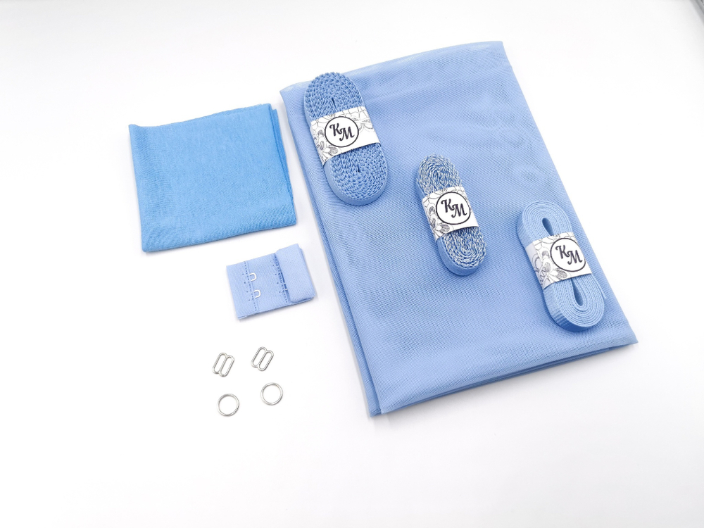 Набор. Бралетт и трусики из эластичной сетки, голубой