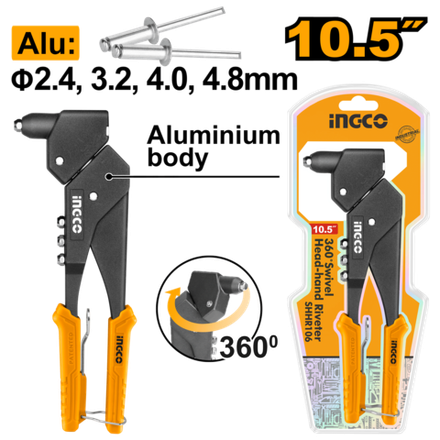 Заклепочник ручной поворотный INGCO SHHR106 INDUSTRIAL 2,4-4,8 мм
