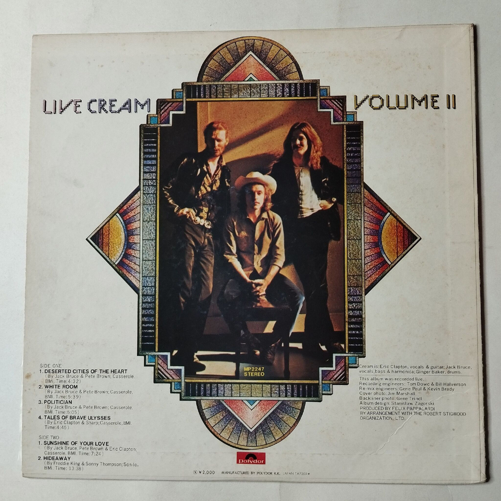 Винтажная виниловая пластинка LP Live Cream Volume II (Japan 1972) (No Obi) White Room
