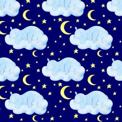 Бегемот акварель