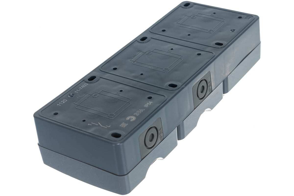 Блок две розетки+выключатель IP54, 16A(10AX)-250В, серый Эксперт ЭРА