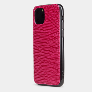 Чехол-накладка для iPhone 11 Pro из натуральной кожи ящерицы, цвета фуксии