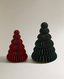 ZARA HOME НОВОГОДНИЙ НАБОР БУМАЖНЫХ ЕЛОЧНЫХ УКРАШЕНИЙ (2 ШТ.), ЗЕЛЕНЫЙ