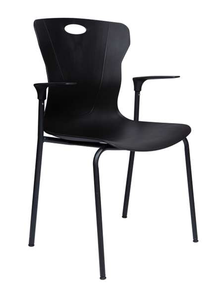 Стул Норден / Сэвэн блэк / Seven black / черный пластик / черная база с подлокотниками