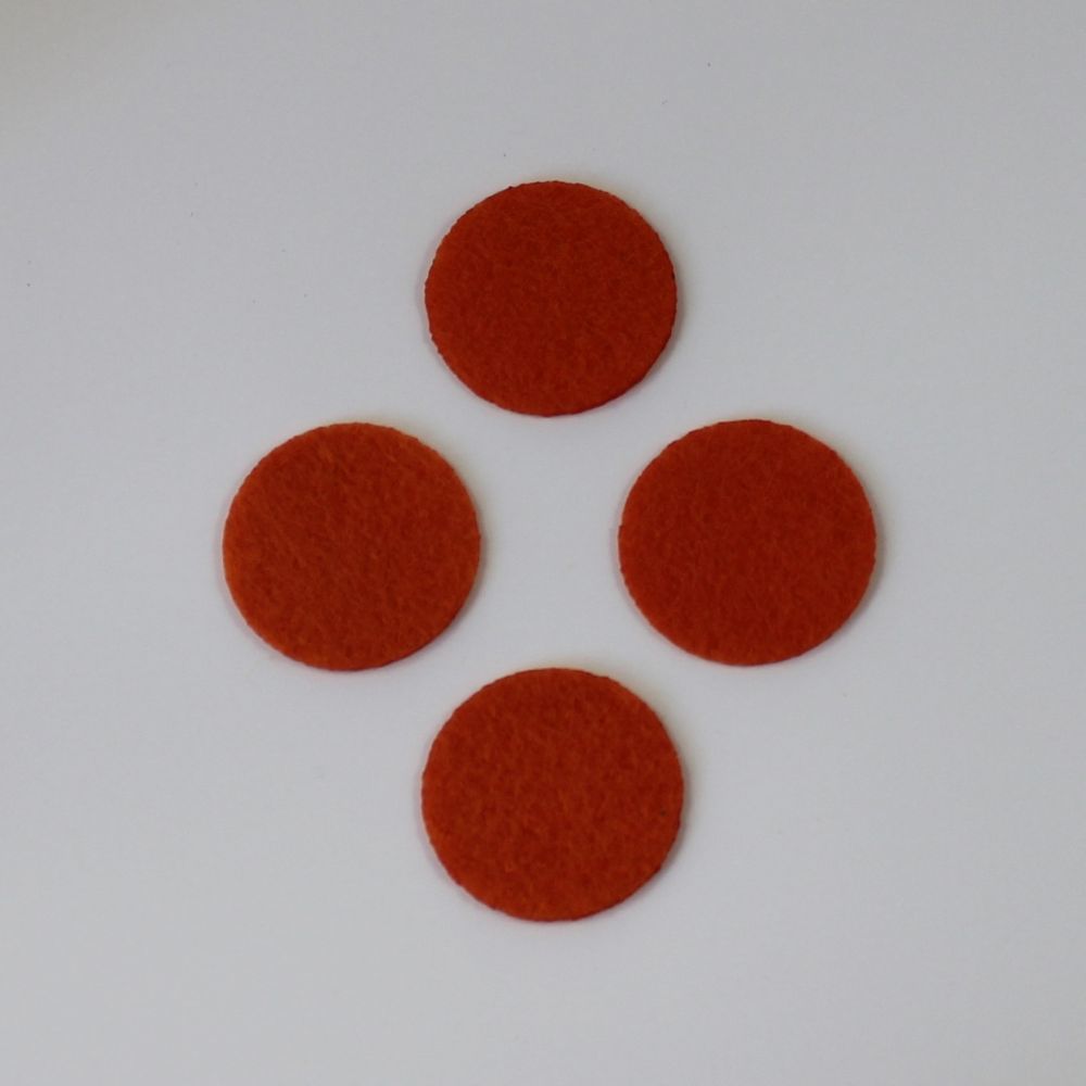 Фетровые пяточки 30мм, с прорезями, цвет № 17 темно-оранжевый (1уп = 243шт)