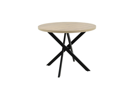 Стол Аврора Рига D950,Дуб Сильверджек Ореховый, Поненте/Чёрный