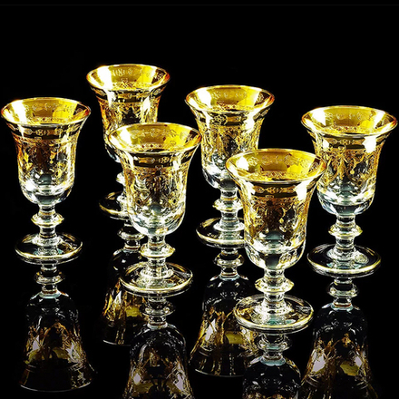 Migliore De Luxe Набор бокалов для вина/воды Dinastia, хрусталь, декор золото 24К - 6шт