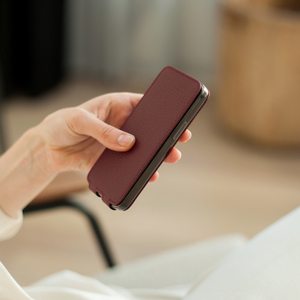 Чехол для iPhone 12 Mini из натуральной кожи теленка, бордового цвета