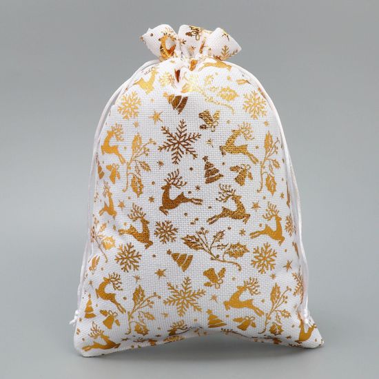 Подарочный мешочек с оленями 16х24