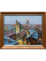 Картина маслом "Крыши Петербурга" Гафиатуллин (без рамы)