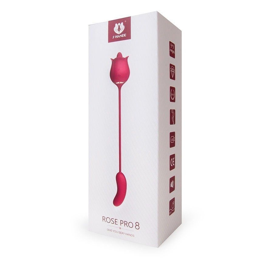 Розовый вибромассажер Rose Pro 8 (Цвет: розовый)