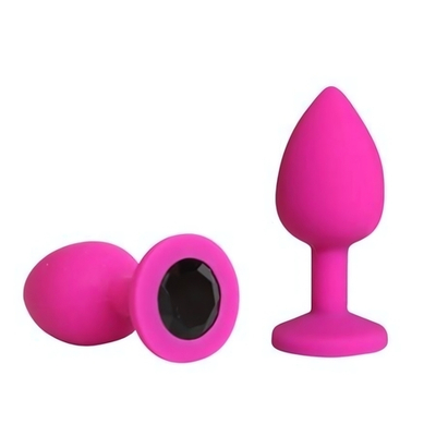 Анальная втулка фуксия с кристаллом Small черный 7 см