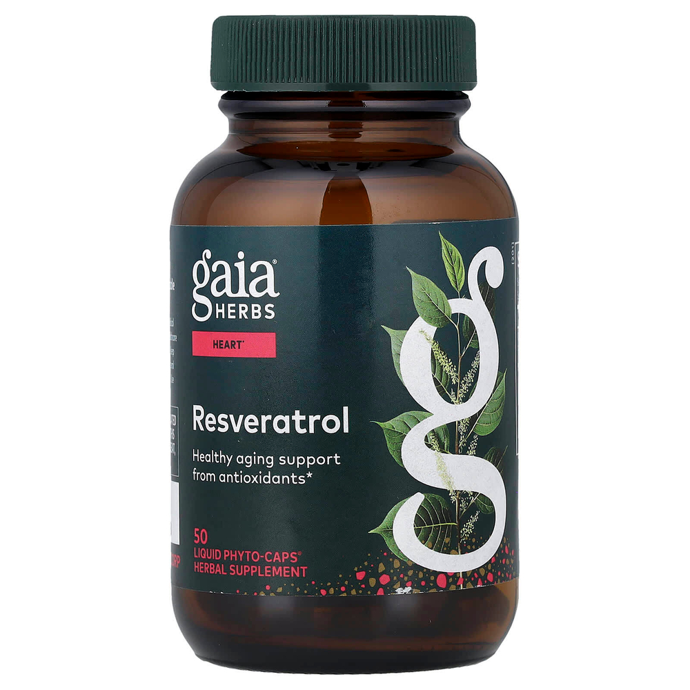 Gaia Herbs, ресвератрол, 50 жидких капсул Phyto-Caps®