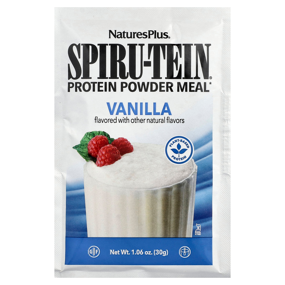 NaturesPlus, Spiru-Tein®, протеиновый порошок, со вкусом ванили, 8 пакетиков по 30 г (1,06 унции)