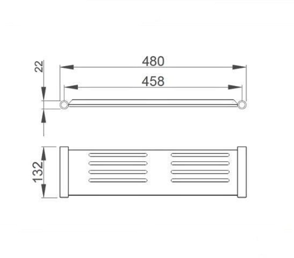Полка для ванной 480 мм нерж. сталь ROMA 16824.S матовый