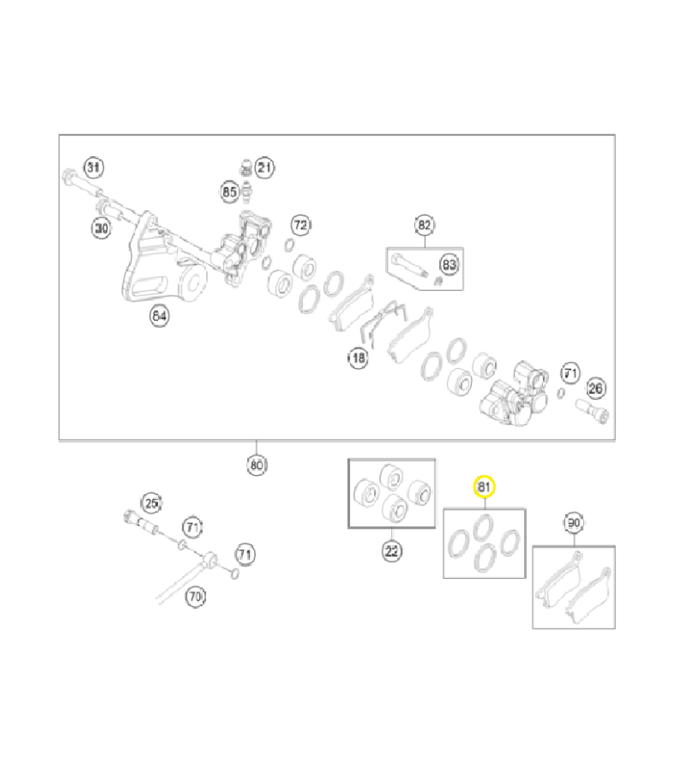 Ремкомплект рабочего торм.цилиндра задн.тормоза (сальник) KTM, HQV, GASGAS MC-65