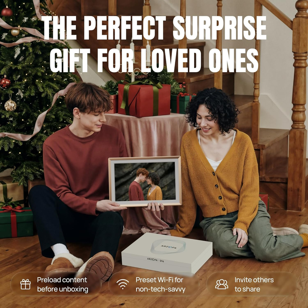 Цифровая фоторамка Arzopa D10 Gold Wi-Fi, 10,1-дюймовый сенсорный экран IPS, разрешение 1280x800