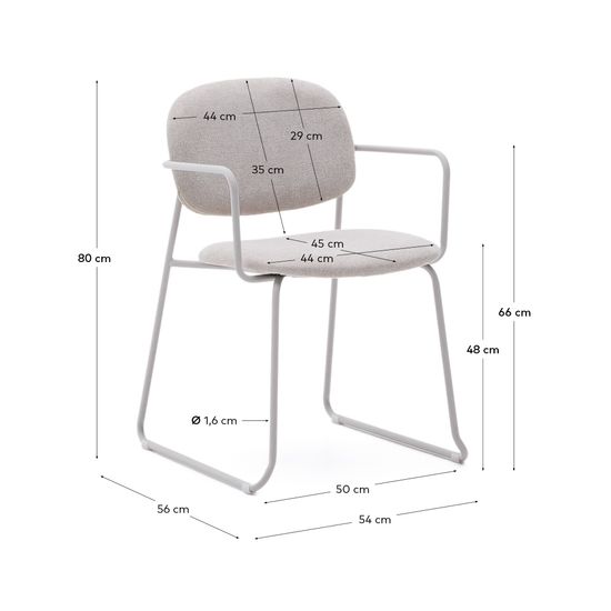 Стул Meli из бежевого шенилла с бежевой металлической структурой Испания la Forma