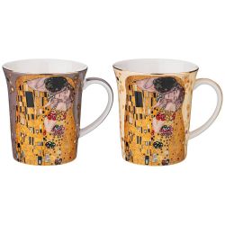 НАБОР КРУЖЕК LEFARD "ПОЦЕЛУЙ" (Г. КЛИМТ) 2 ШТ. 420 МЛ, КРЕМОВАЯ, СЕРАЯ (КОР=24НАБ.)