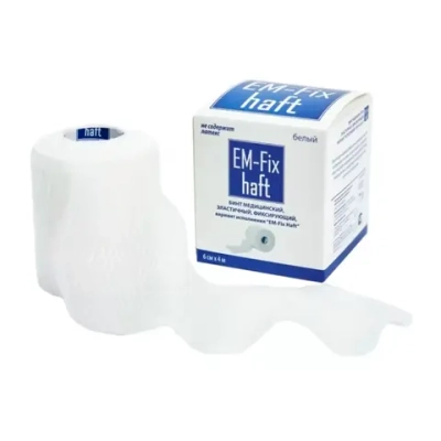 Бинт самофиксирующийся EM-Fix Haft 6 см x 4 м белый