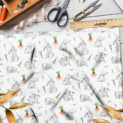 Ткань ниагара милые зайцы с морковкой