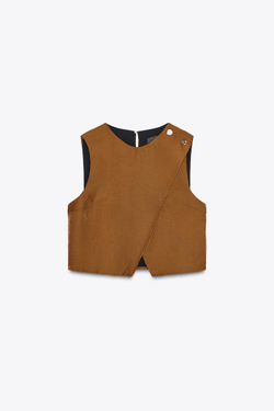 ZARA АТЛАСНЫЙ ТОП НА ЗАПÁХ, КАРАМЕЛЬНЫЙ