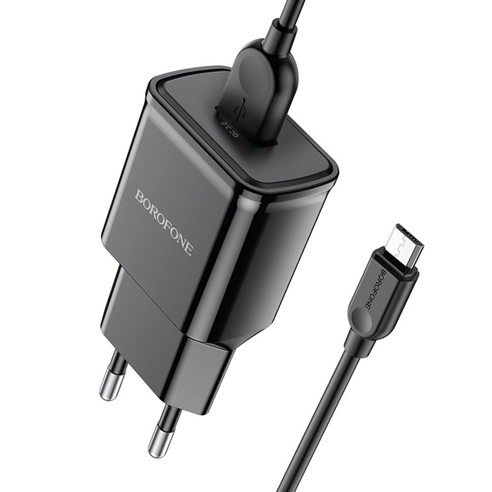 Сетевое зарядное устройство с Quick Charge 3.0 для Micro USB 3,0A, кабель, Borofone